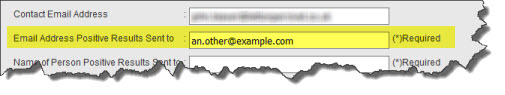 Postive Results email notification address